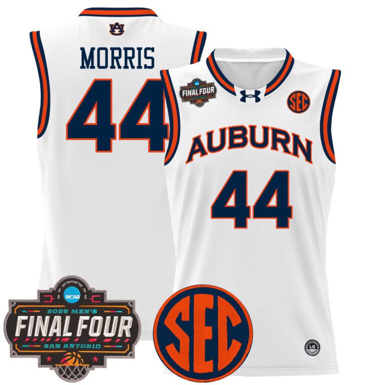 Men Auburn Tigers #44 Morris white 2025 Final Four Patch Lightweight  NCAA Jersey